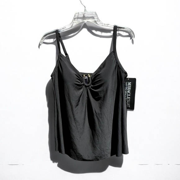 🌻NEW w.tags Miraclesuit Black Zing Tankini Top $132.00 Retail Size 14 - Picture 2 of 12